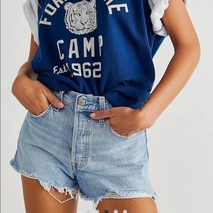 Levi’s 501 high rise denim shorts.